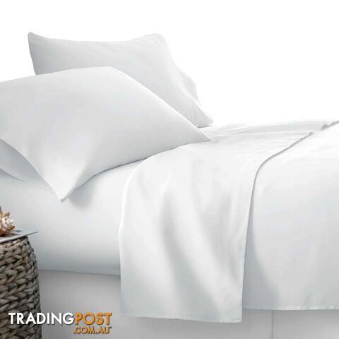 4 Piece Microfibre Sheet Set King _ White