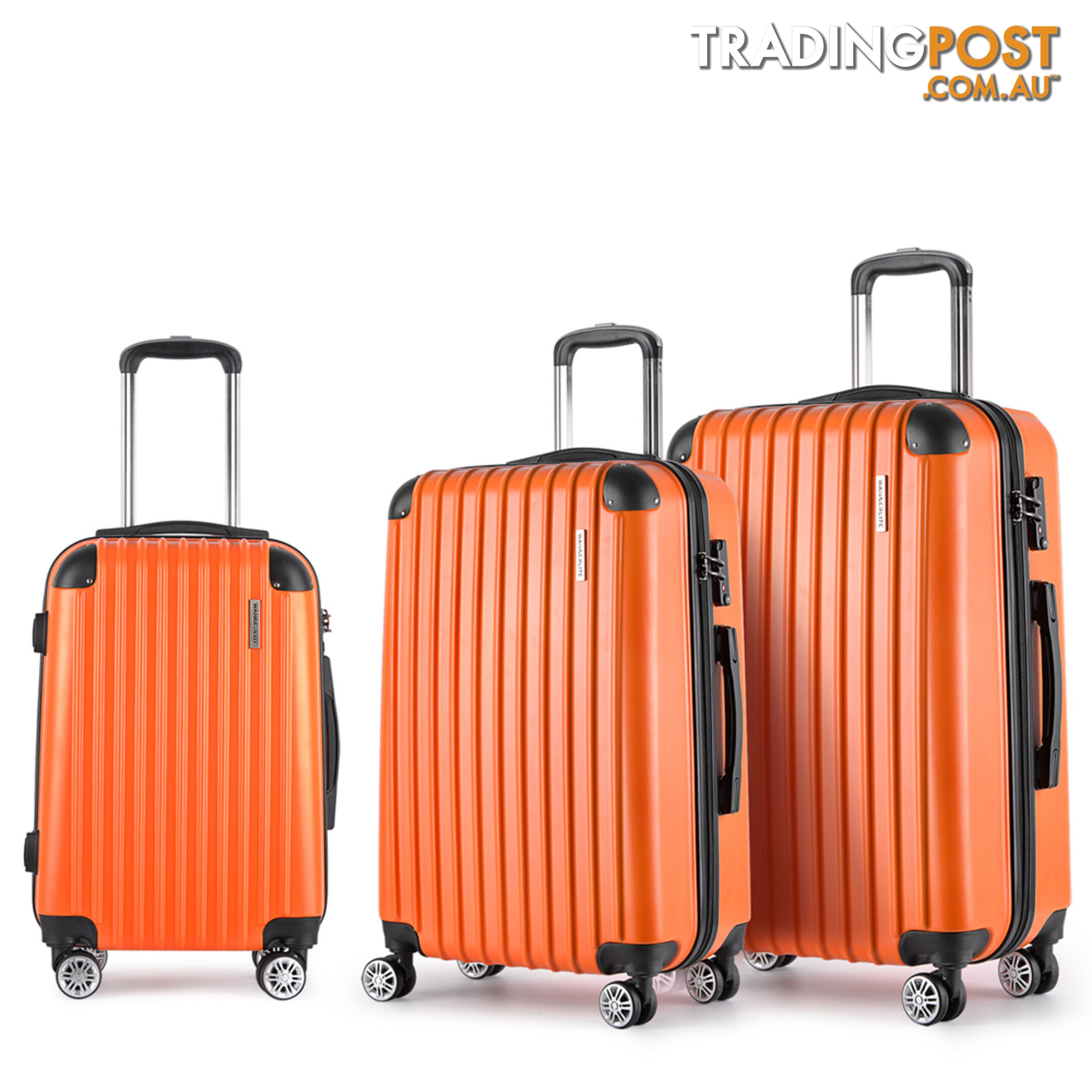 Set of 3 Hard Shell Travel Luggage with TSA Lock - Orange