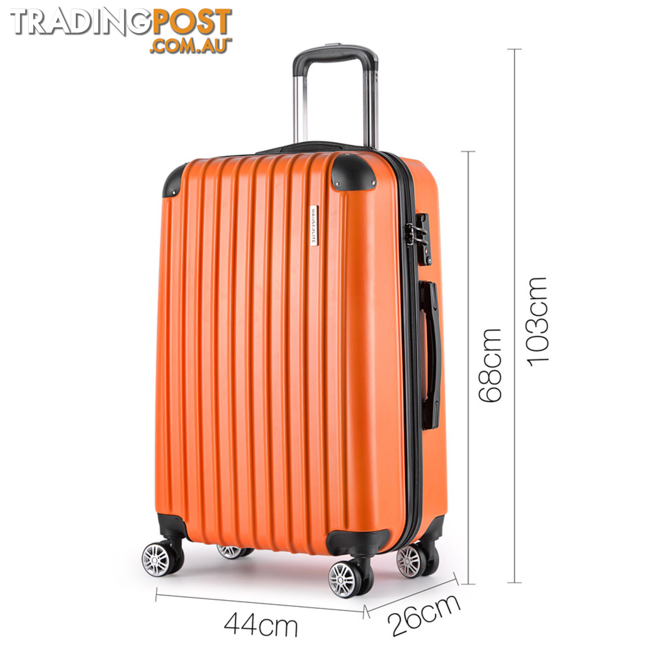 Set of 3 Hard Shell Travel Luggage with TSA Lock - Orange