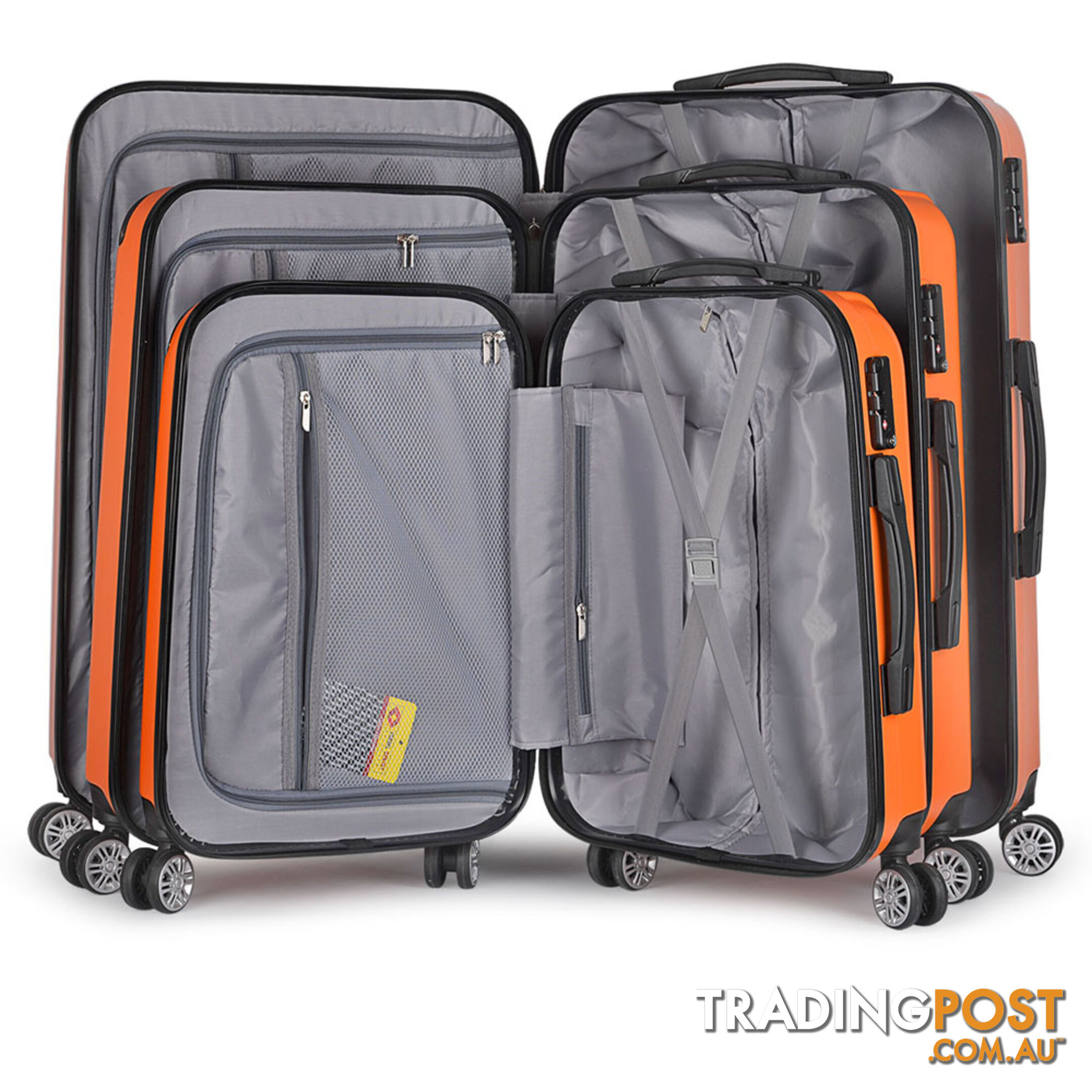 Set of 3 Hard Shell Travel Luggage with TSA Lock - Orange