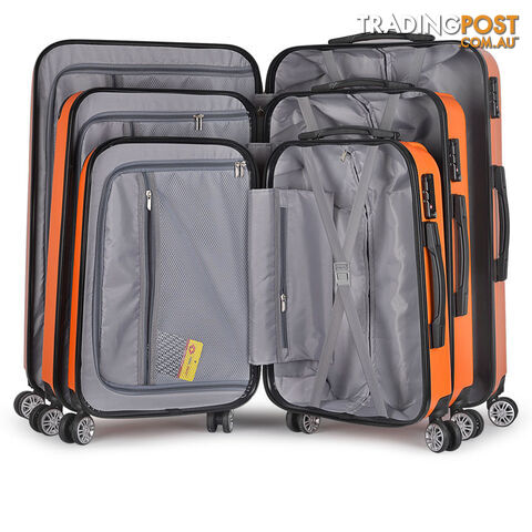 Set of 3 Hard Shell Travel Luggage with TSA Lock - Orange