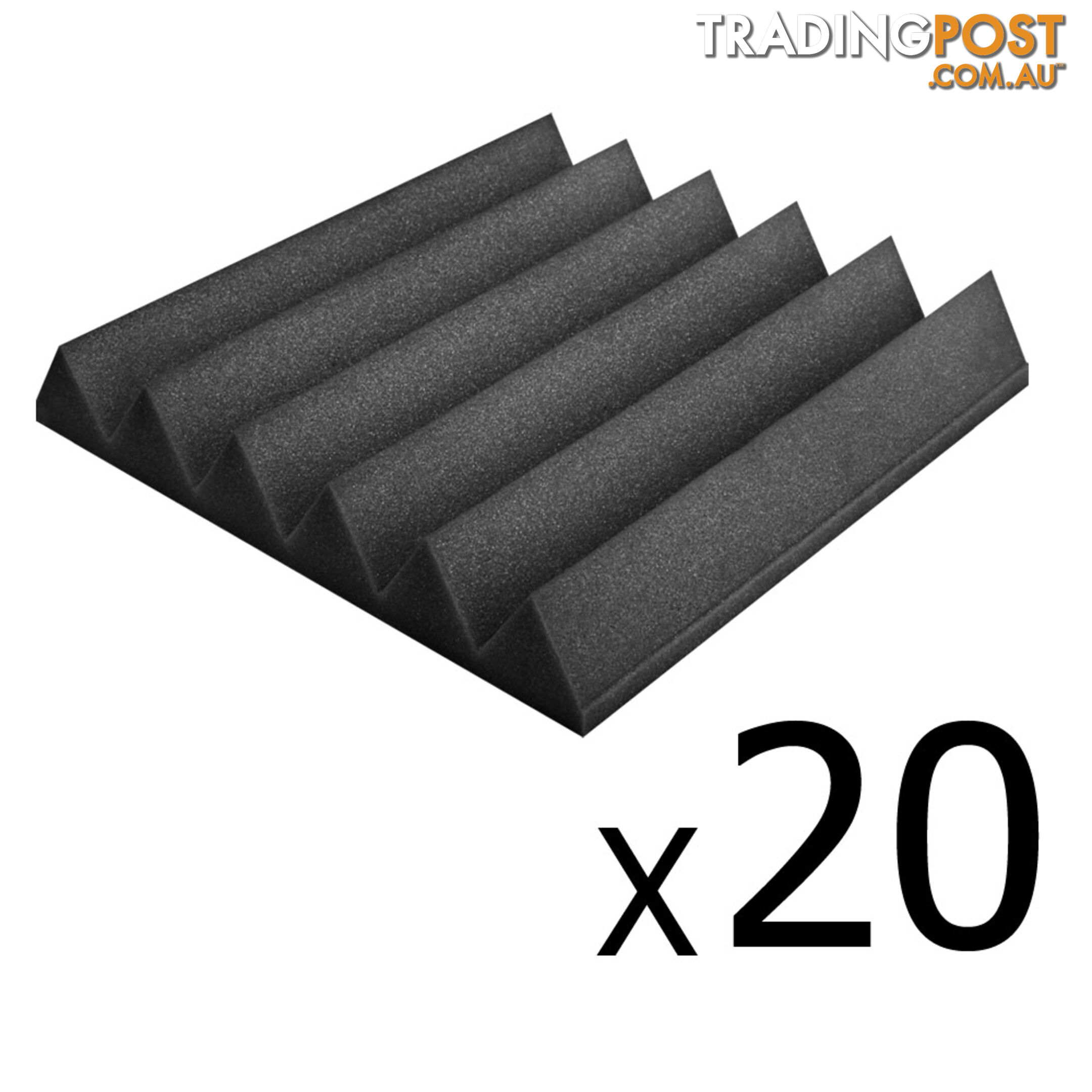 Set of 20 Studio Wedge Acoustic Foam Charcoal 30 x 30cm