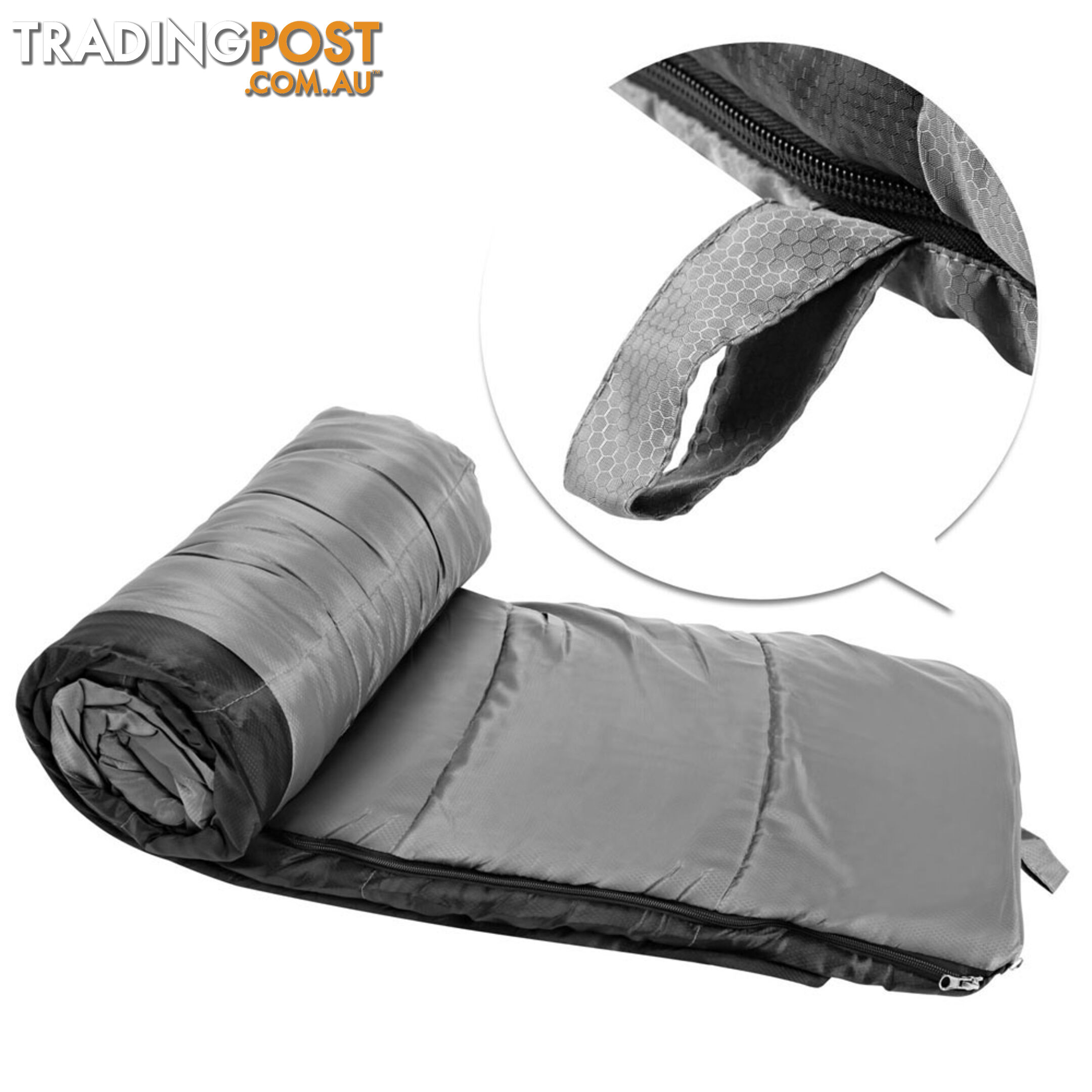 Camping Envelope Sleeping Bag Single Grey black