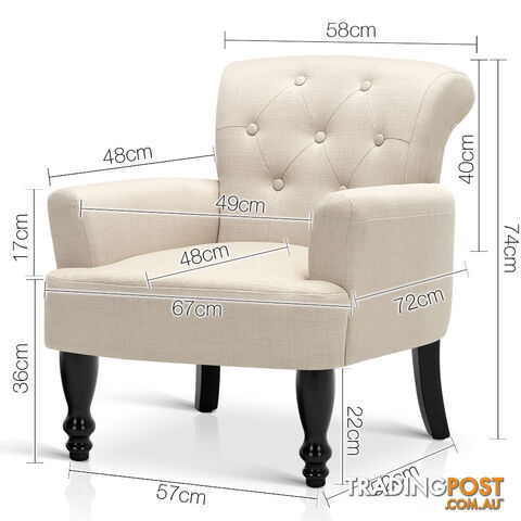 Wing Armchair French Provincial Linen Fabric Taupe - photo 2 of 9