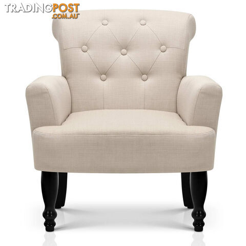 Wing Armchair French Provincial Linen Fabric Taupe - photo 3 of 9