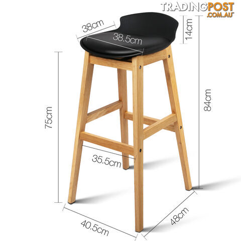 Set of 2 High Seat Back Barstools Black