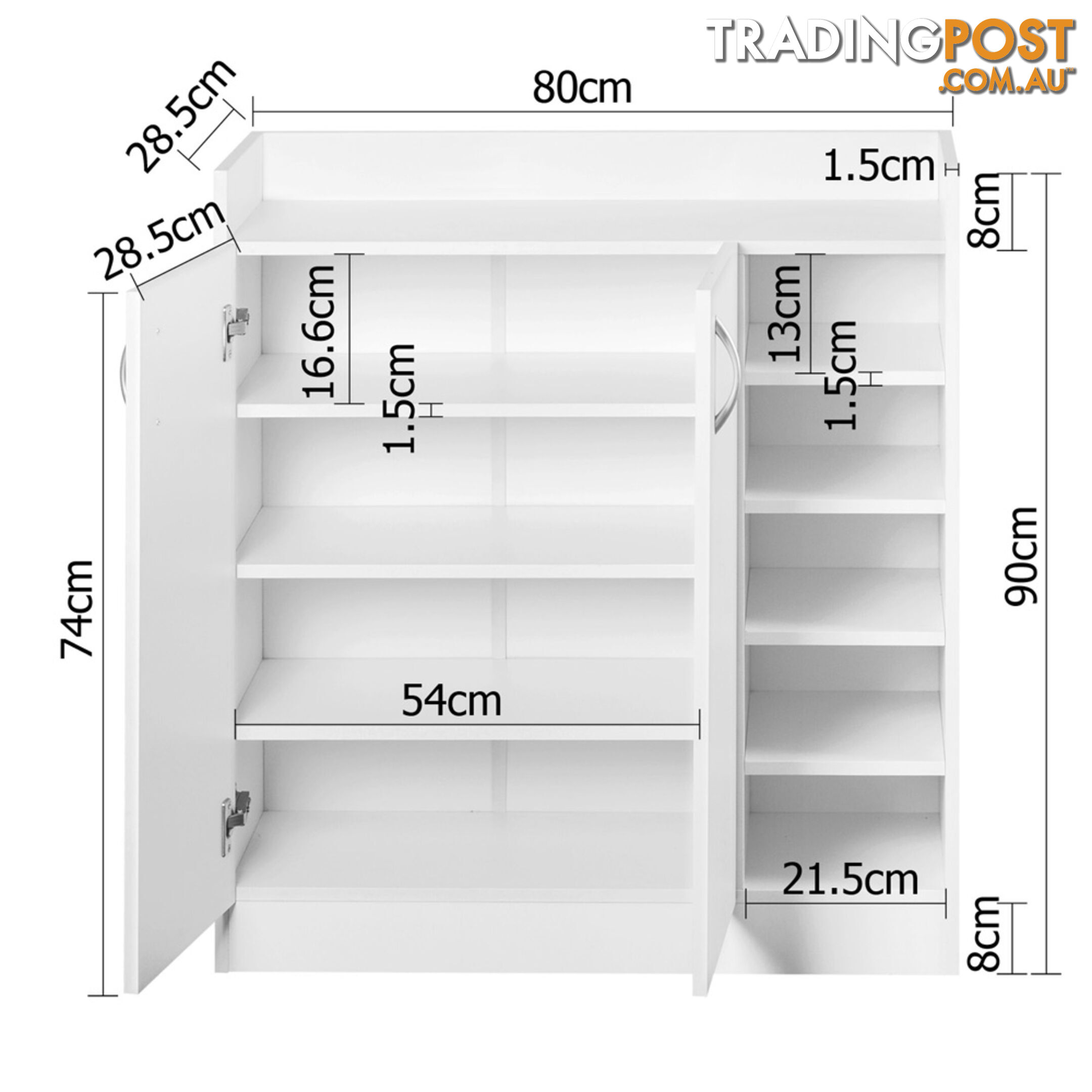 2 Doors Shoe Cabinet Storage Cupboard White