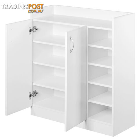 2 Doors Shoe Cabinet Storage Cupboard White