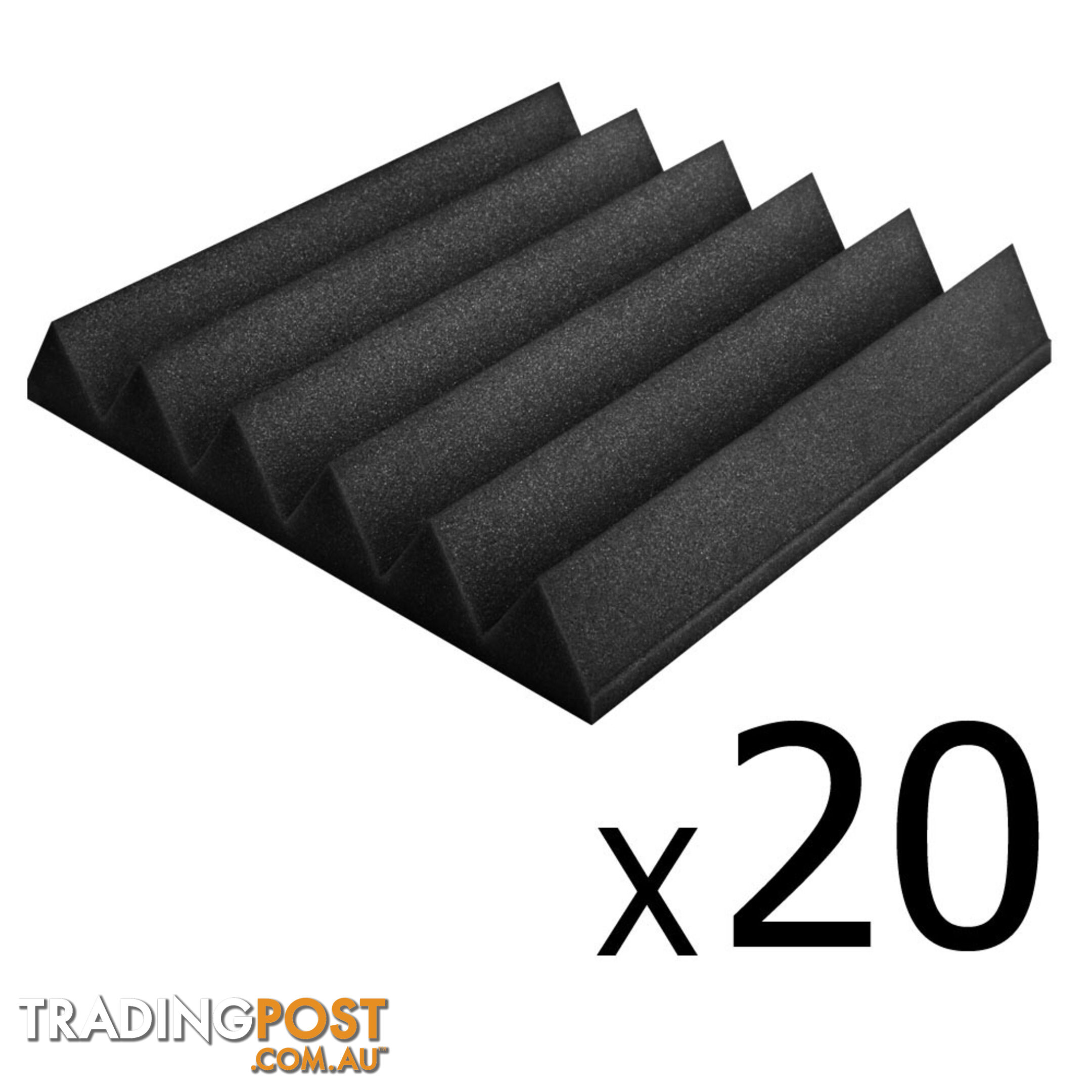 Set of 20 Studio Wedge Acoustic Foam Black 30 x 30cm