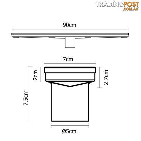 Wave Line Stainless Steel Shower Grate Drain Floor Bathroom 900mm - photo 2 of 8