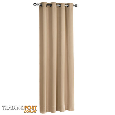 ArtQueen 3 Pass Eyelet Blockout Curtain Latte 180cm