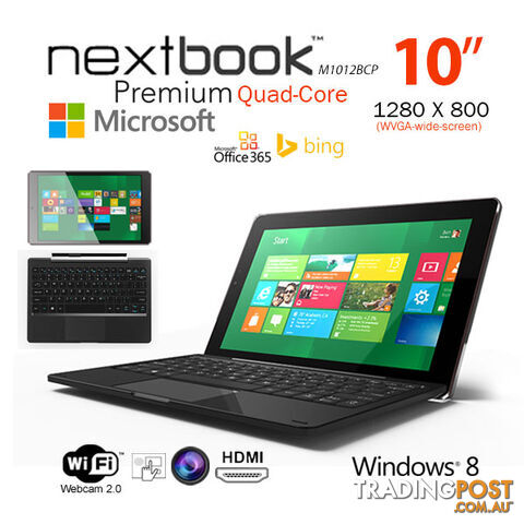 Nextbook 10.1 Inch 32G/Windows 8.1 with Bing/Quad Core with HDMI Output Tablet PC (M1012BCP)  Refurbished