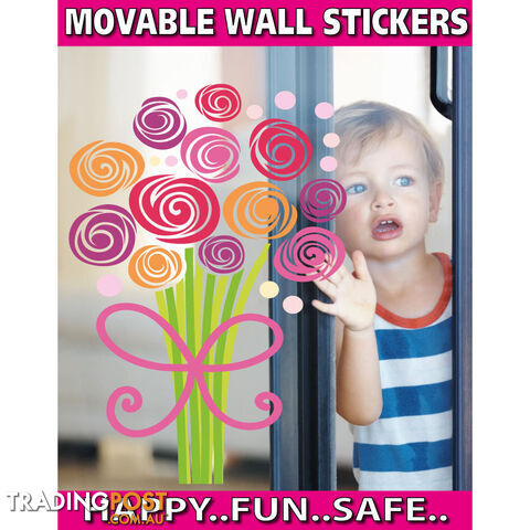 Large Size Bouquet of Flowers Wall Stickers - Totally Movable