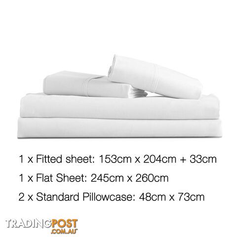 4 Piece Microfibre Sheet Set Queen _ White