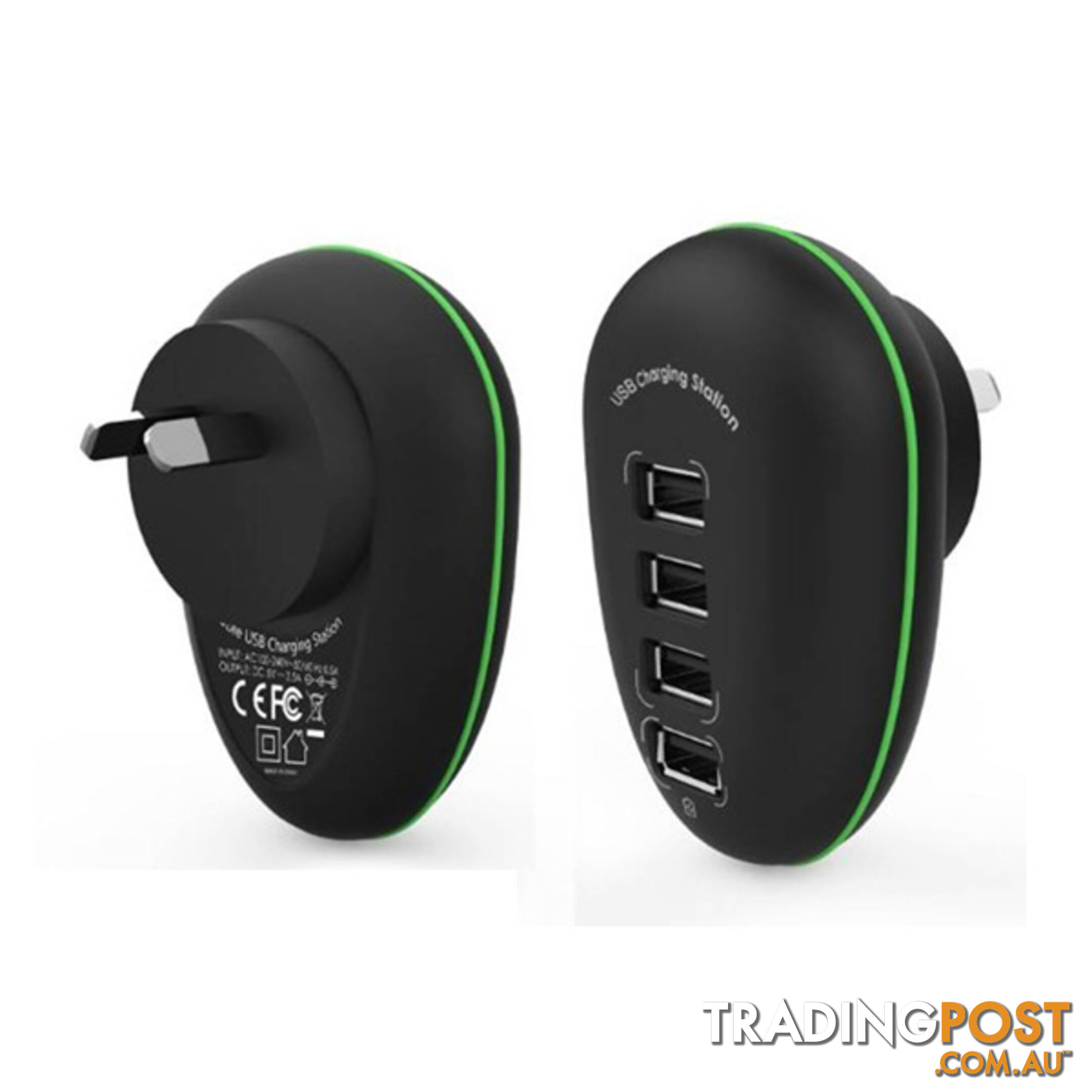 Portable 4 Port USB Charge Station including a 2.4A Fast-charging Port