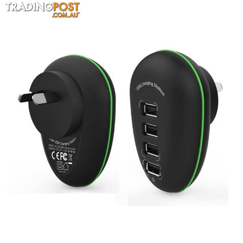 Portable 4 Port USB Charge Station including a 2.4A Fast-charging Port