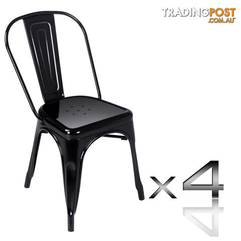 Set of 4 Replica Tolix Dining Metal Chair Gloss Black