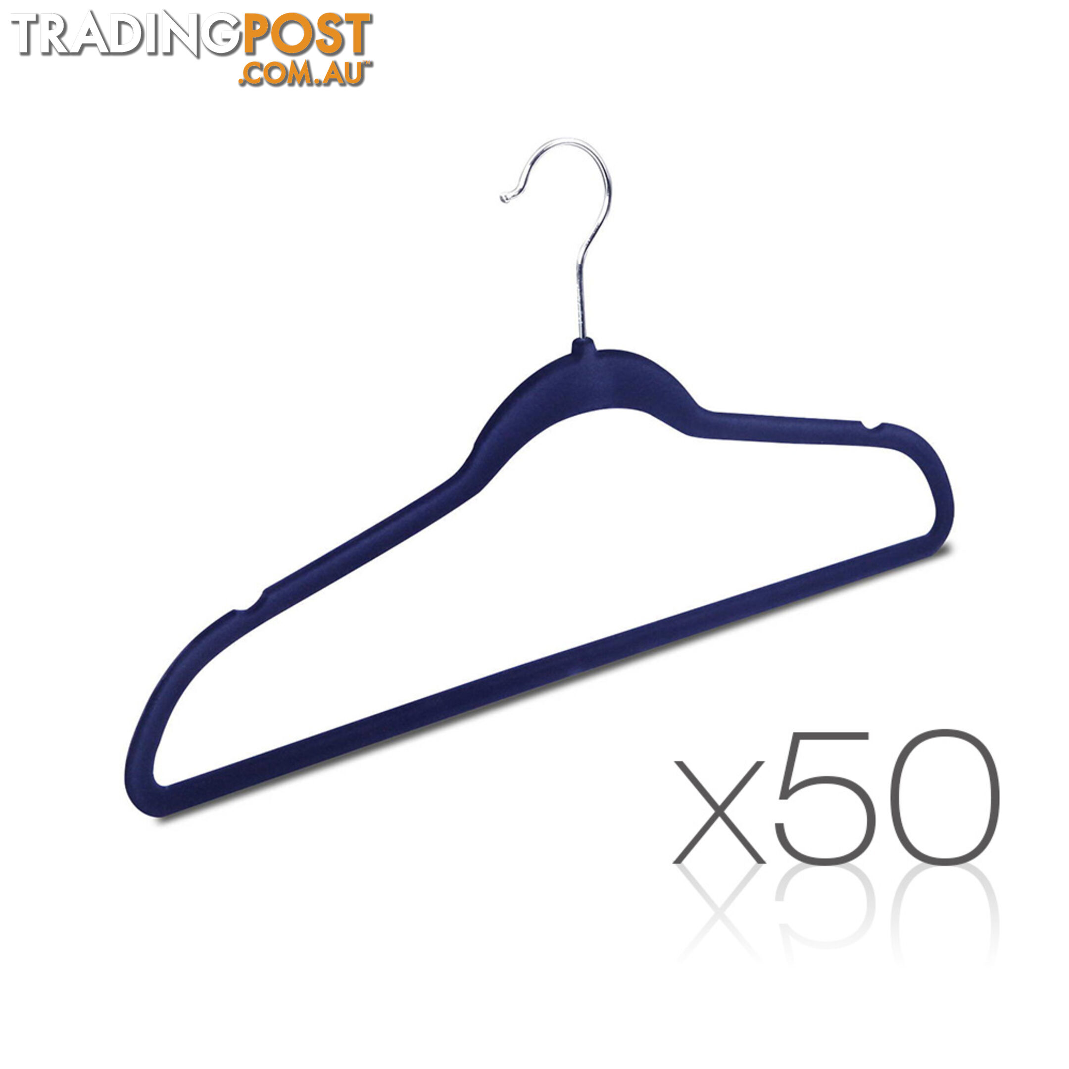 Set of 50 Slim Navy Velvet Hangers