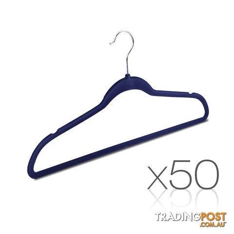 Set of 50 Slim Navy Velvet Hangers