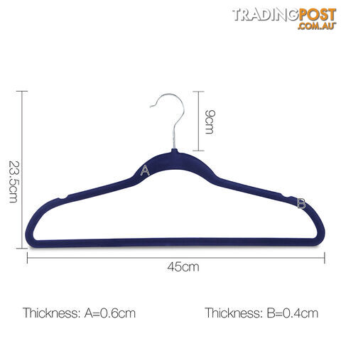 Set of 50 Slim Navy Velvet Hangers