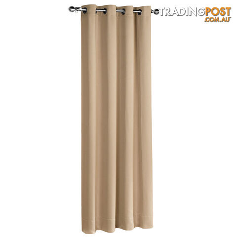 ArtQueen 3 Pass Eyelet Blockout Curtain Latte 140cm