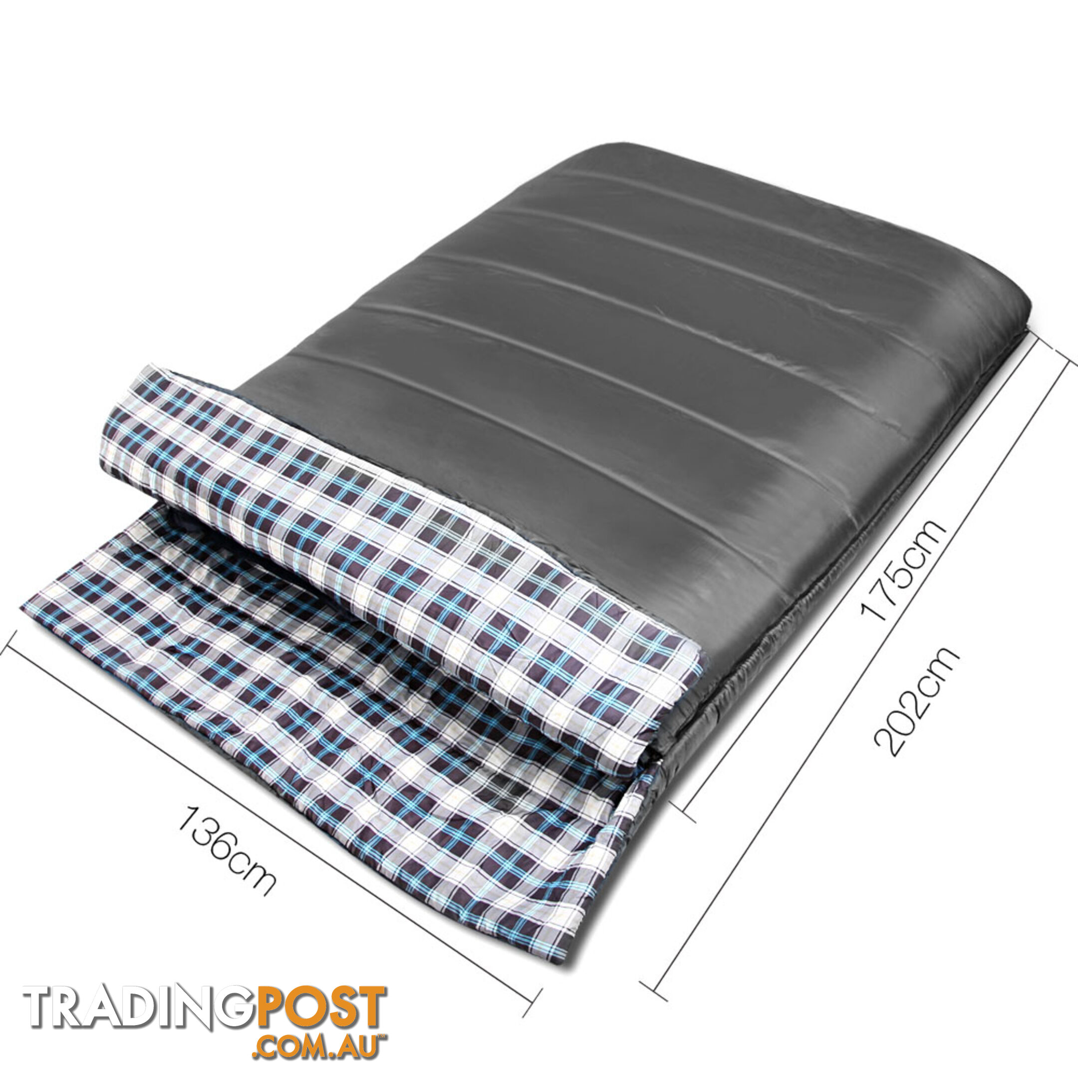 Camping Envelope Sleeping Bag Double Grey