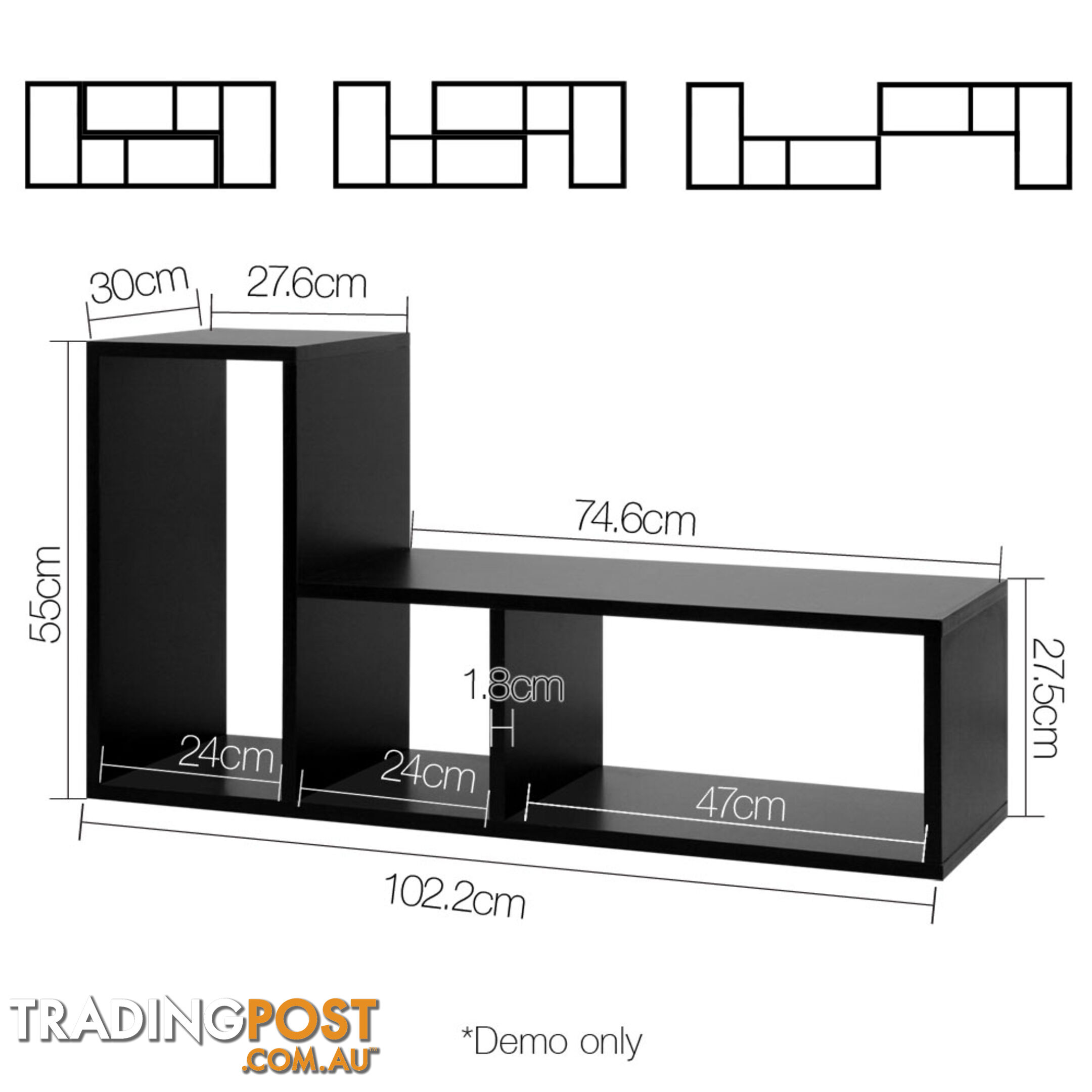 DIY L Shaped Display Shelf - Black