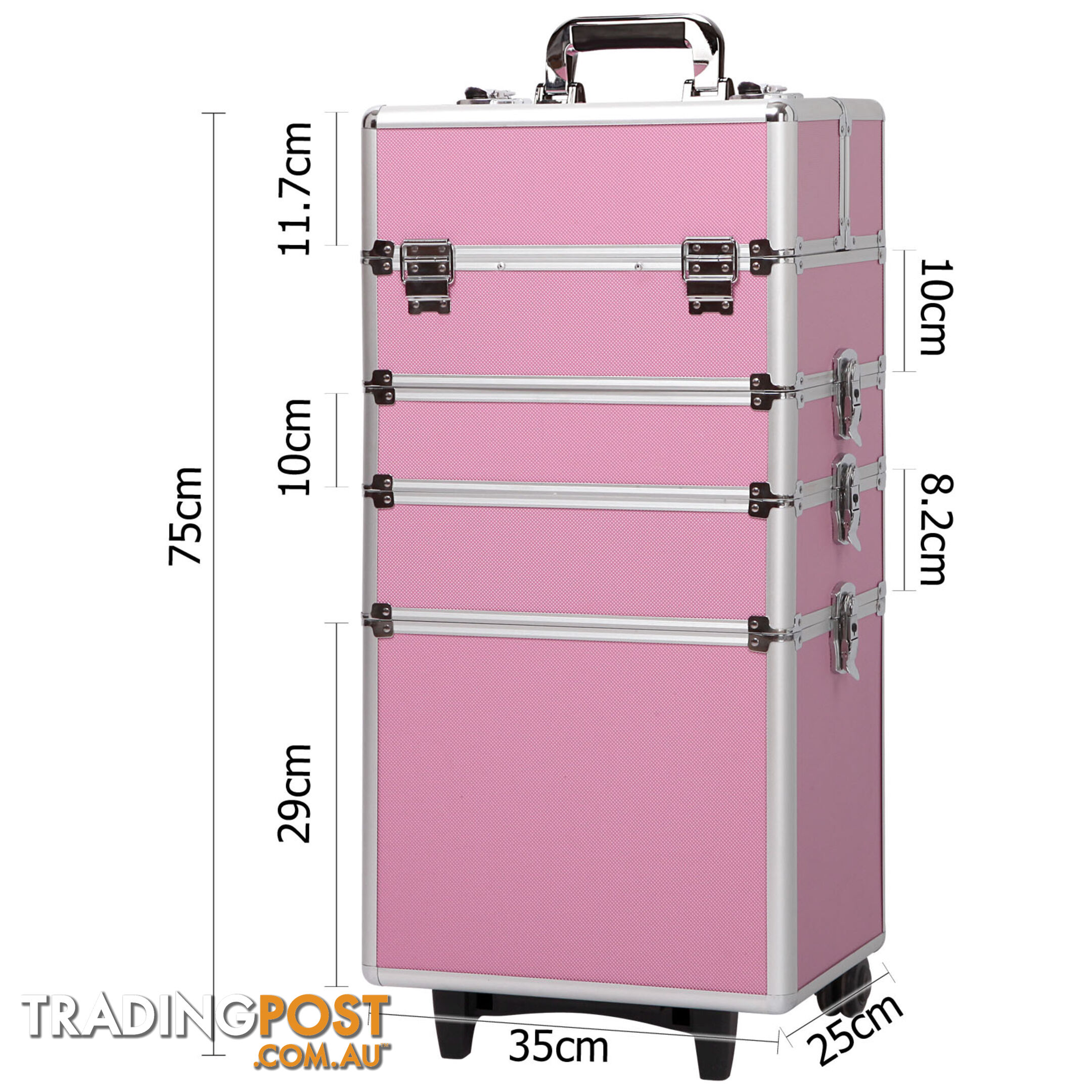 4 in 1 Portable Beauty Make up Cosmetic Trolley Case Pink