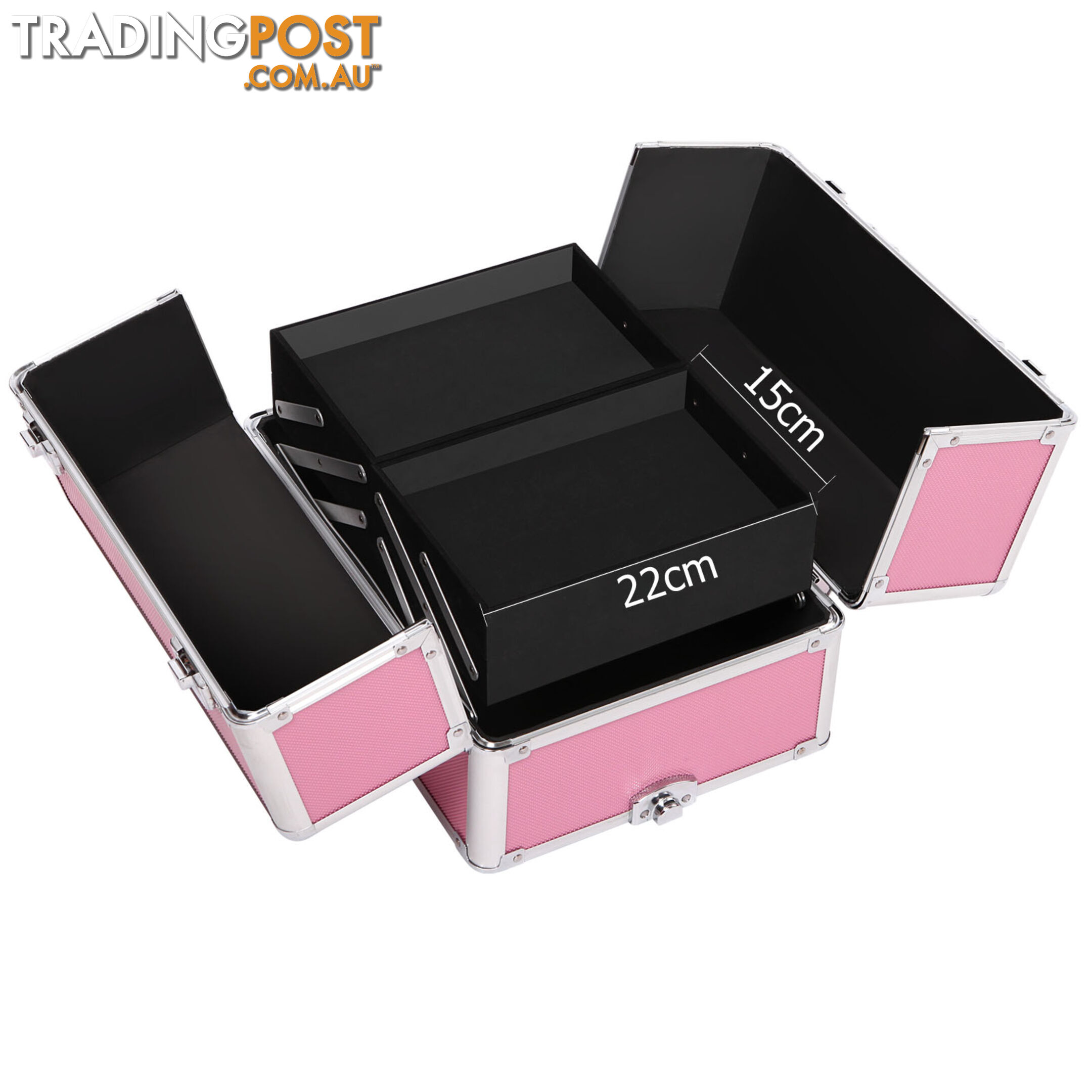 4 in 1 Portable Beauty Make up Cosmetic Trolley Case Pink