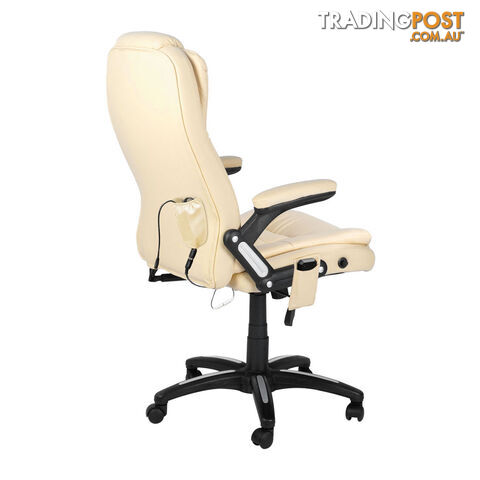 8 Point Massage Executive PU Leather Office Computer Chair Beige