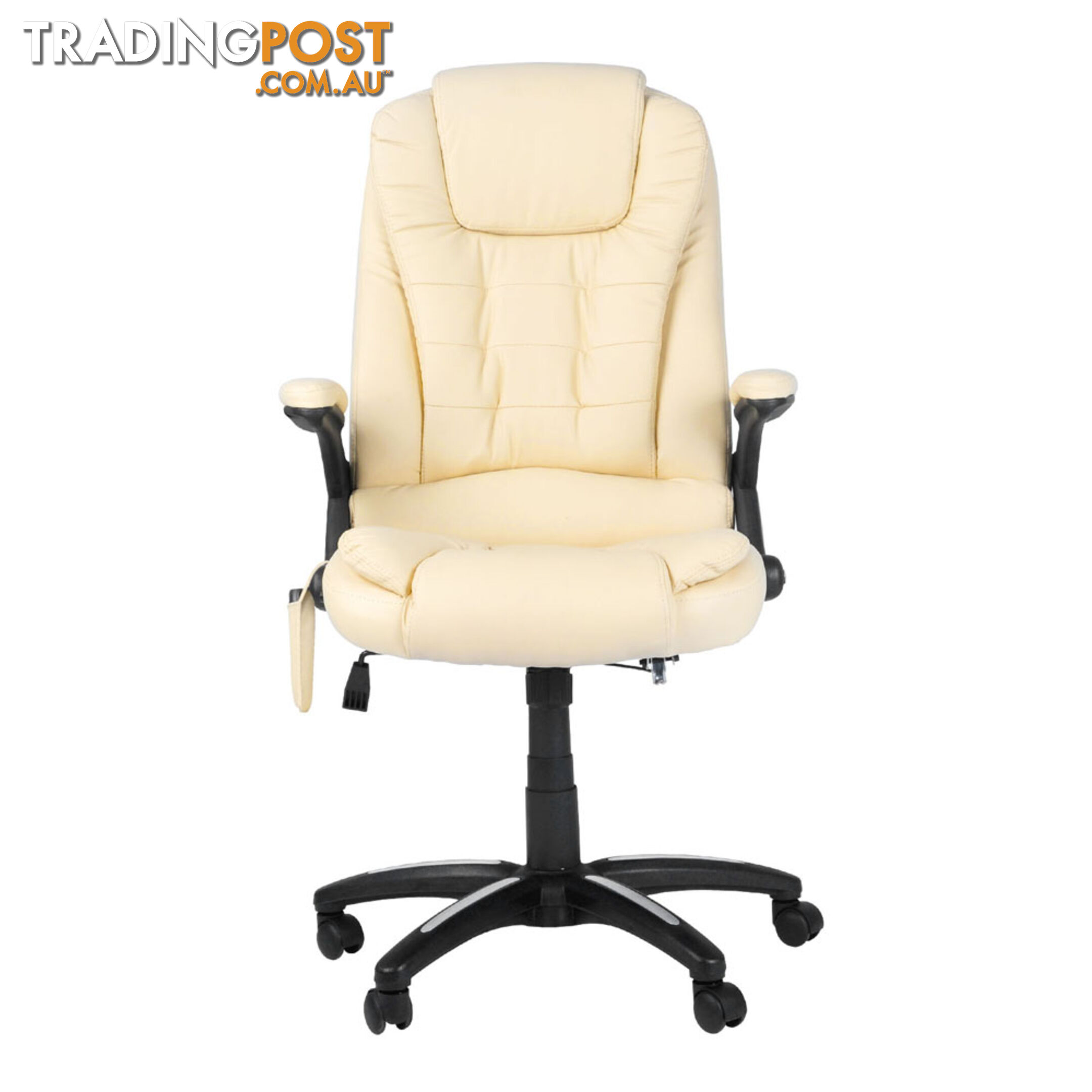 8 Point Massage Executive PU Leather Office Computer Chair Beige