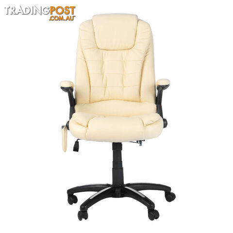 8 Point Massage Executive PU Leather Office Computer Chair Beige