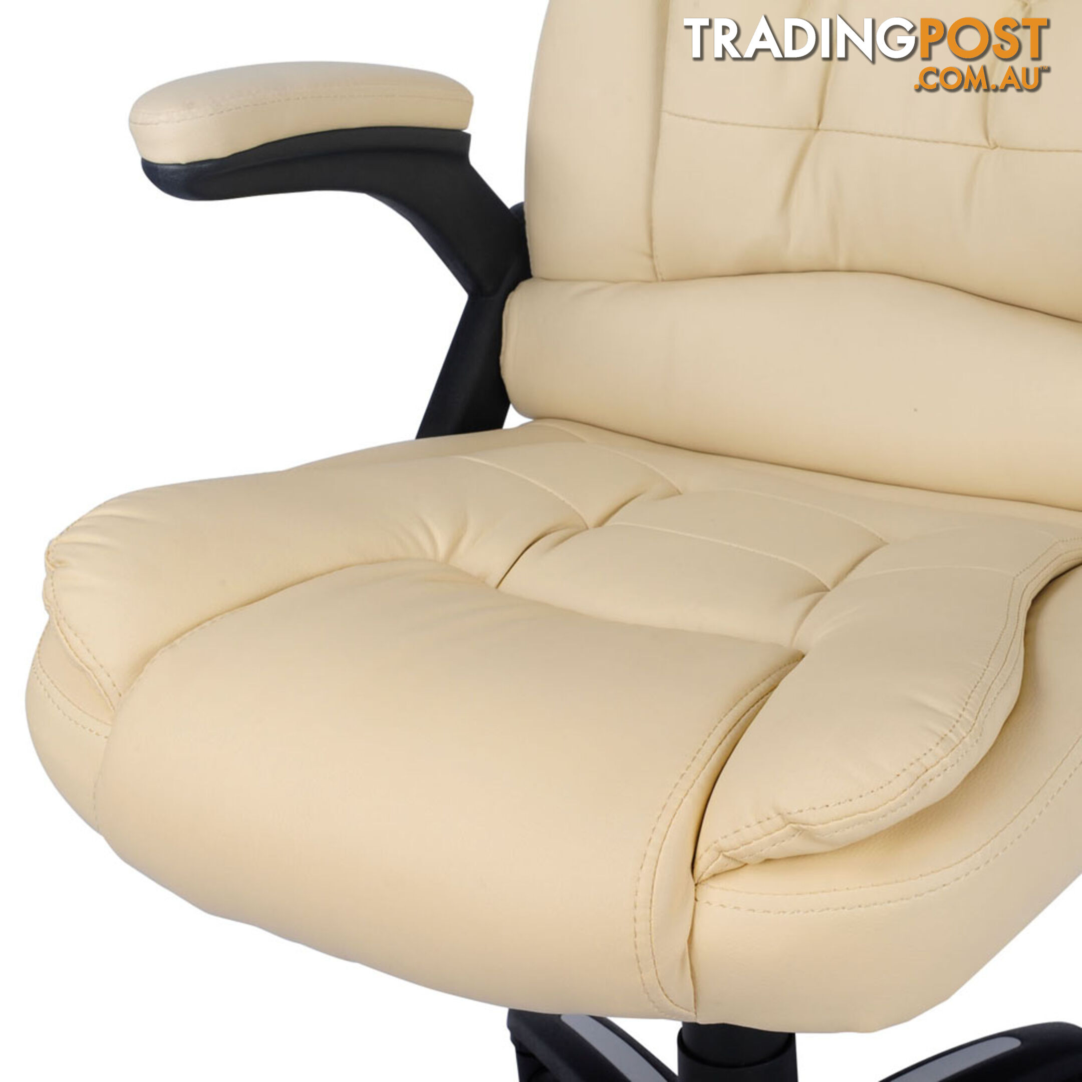 8 Point Massage Executive PU Leather Office Computer Chair Beige