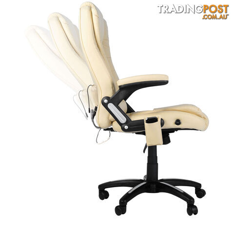 8 Point Massage Executive PU Leather Office Computer Chair Beige