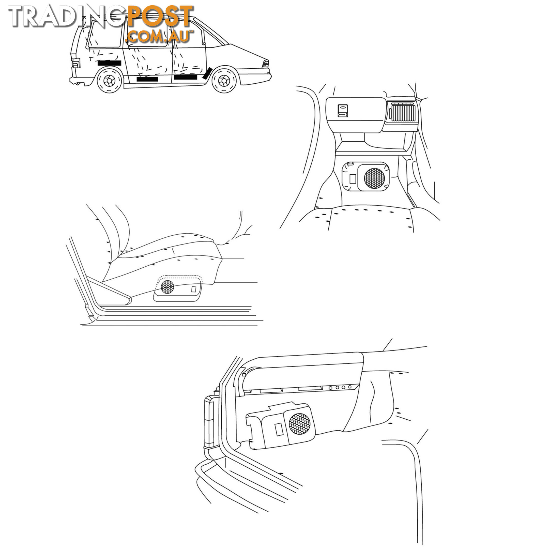 Car Sub Woofer Amplifier Speakers w/ Inbuilt Amp Cables