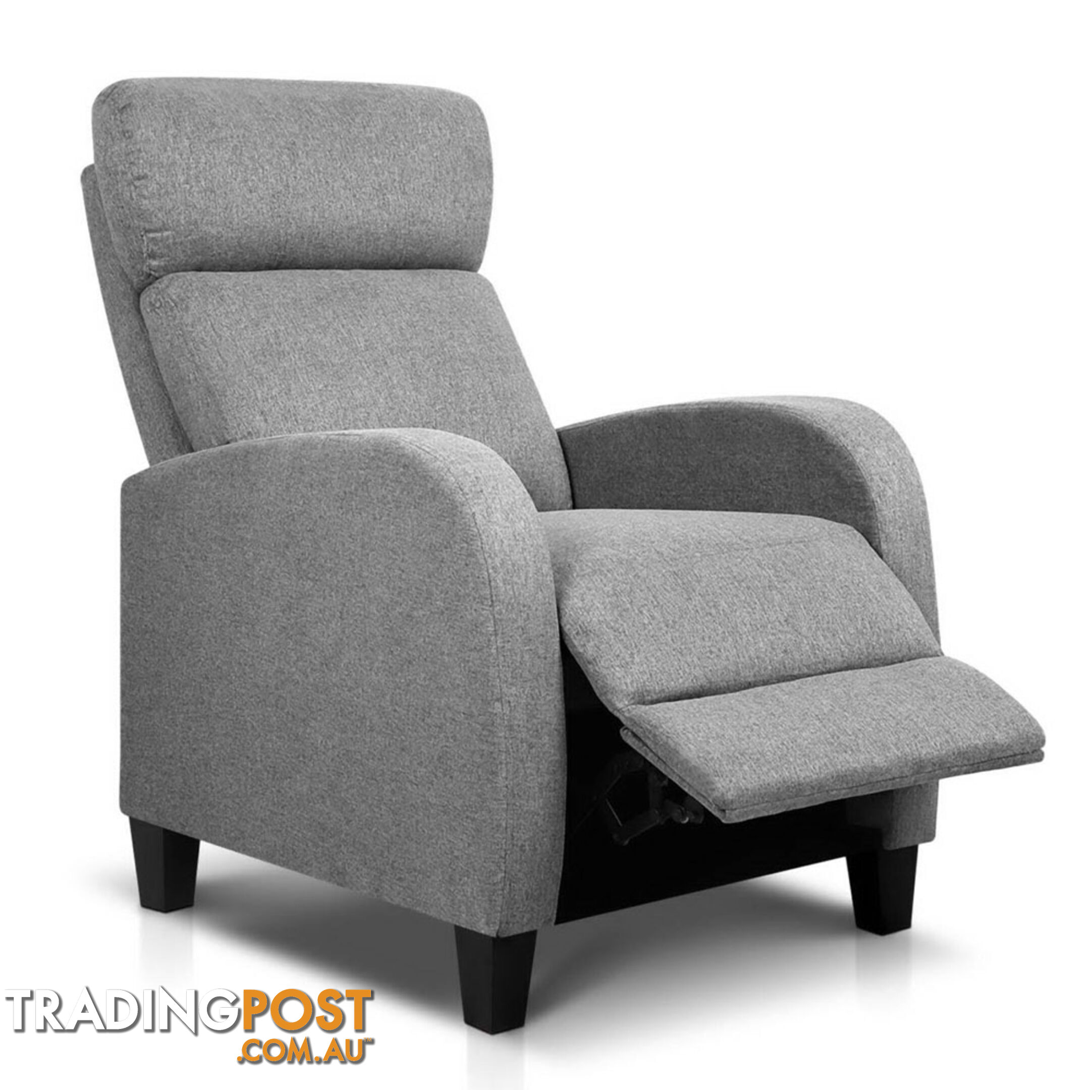 Linen Fabric Armchair Recliner - Grey