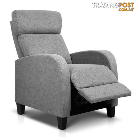 Linen Fabric Armchair Recliner - Grey