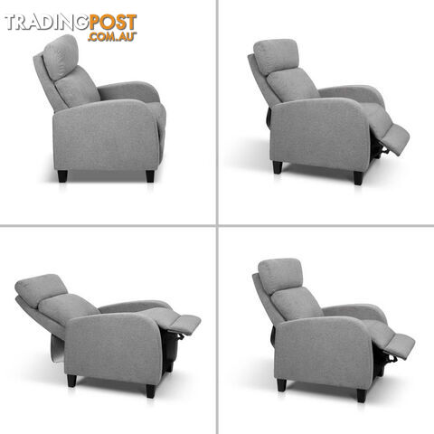 Linen Fabric Armchair Recliner - Grey