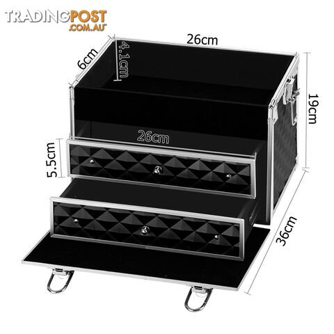 Portable Cosmetic Beauty Makeup Case Diamond Black - photo 4 of 8