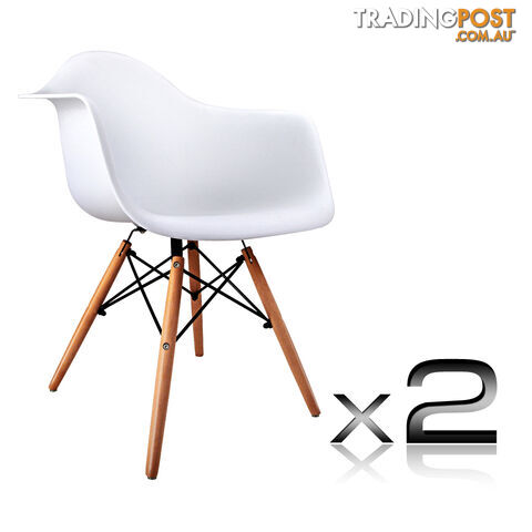 Set of 2 Replica Eames Cafe Chairs Beech White