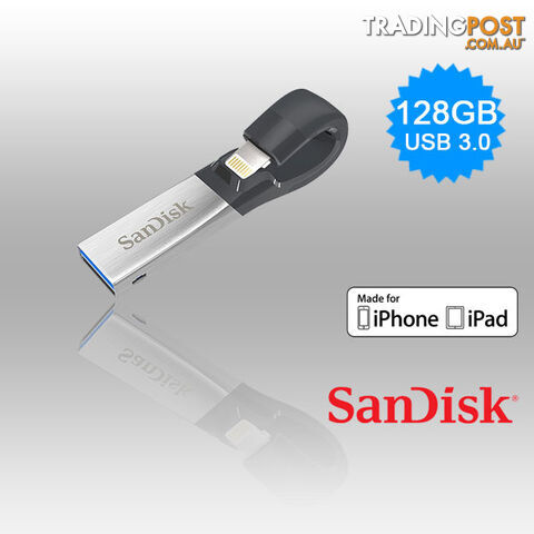 SANDISK IXPAND FLASH DRIVE SDIX30N 128GB GREY IOS USB 3.0  (SDIX30N-128G)