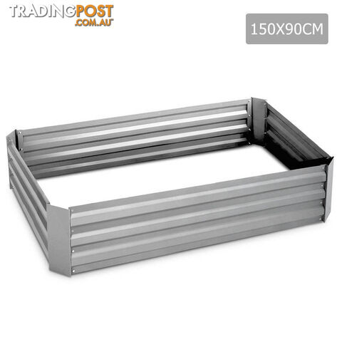 Galvanised Raised Garden Bed - 150 x 90 x 30cm - Aluminium White