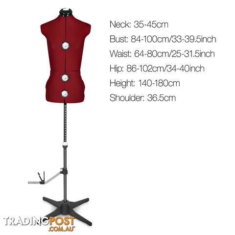 Adjustable Dressmaking Mannequin SZ8-14 - Wine