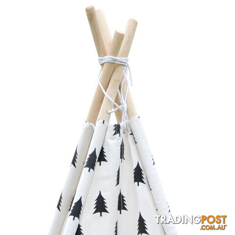 4 Poles Teepee Tent w/ Storage Bag Black White - photo 5 of 8
