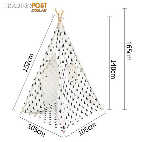 4 Poles Teepee Tent w/ Storage Bag Black White - photo 2 of 8