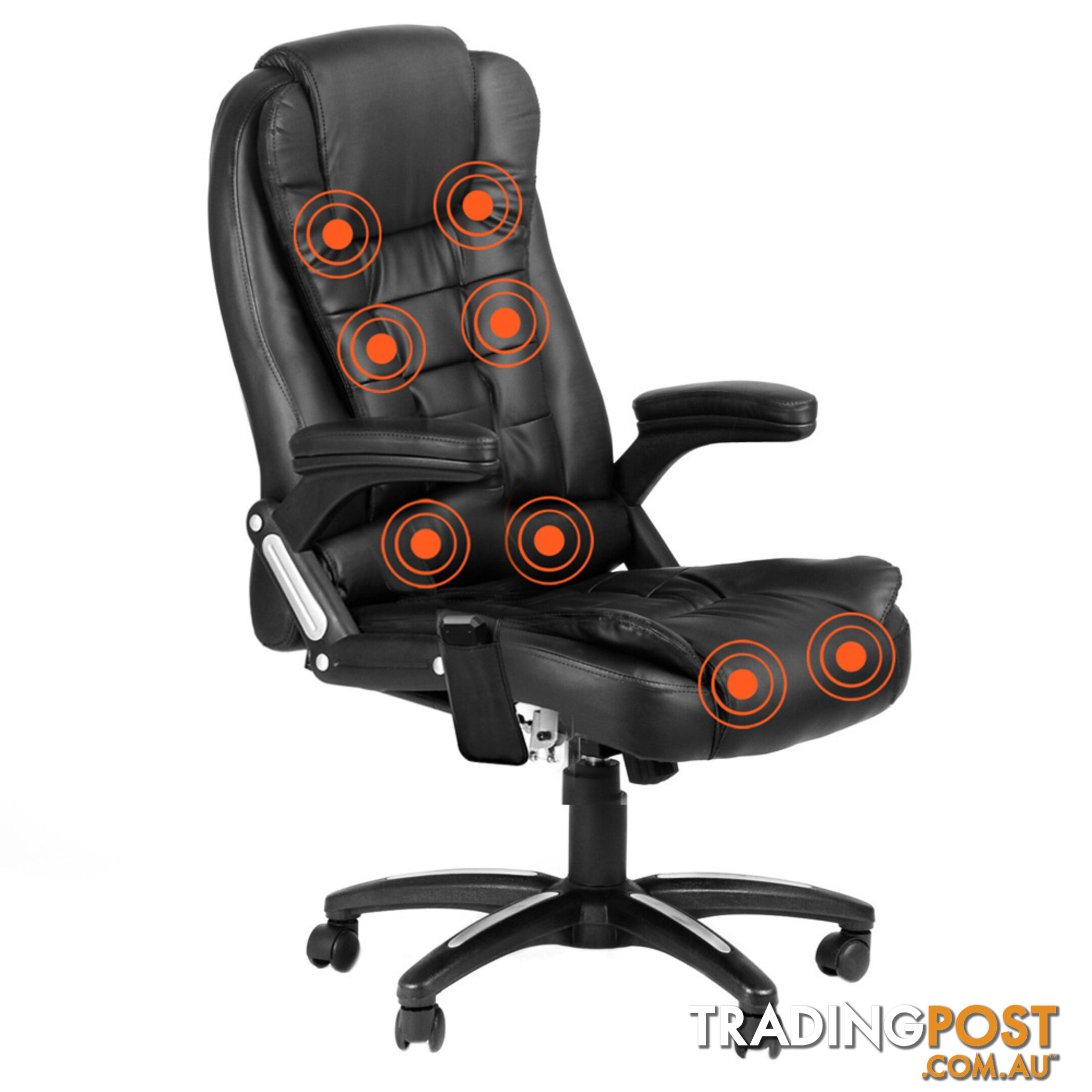 8 Point Massage Executive PU Leather Office Computer Chair Black