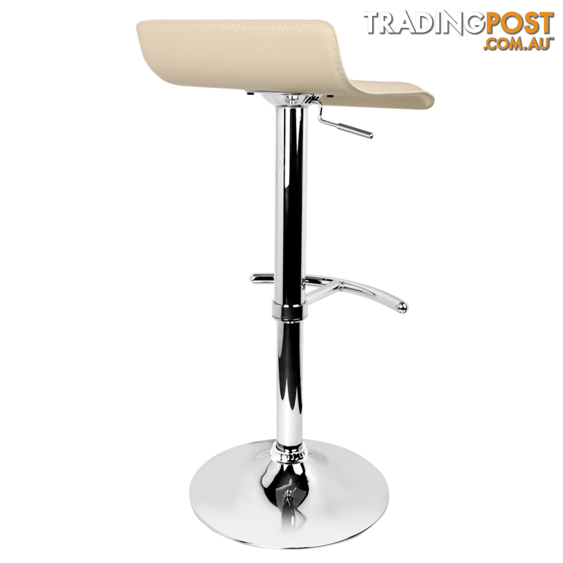 Set of 2 PVC Leather Kitchen Bar Stool Beige