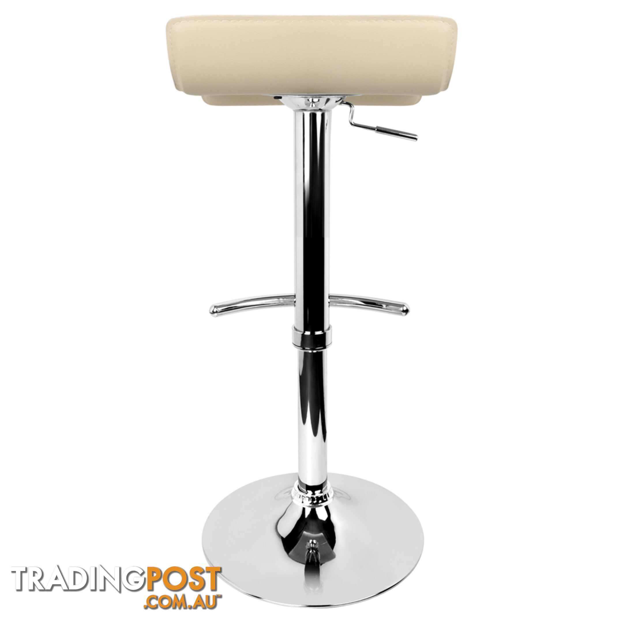 Set of 2 PVC Leather Kitchen Bar Stool Beige