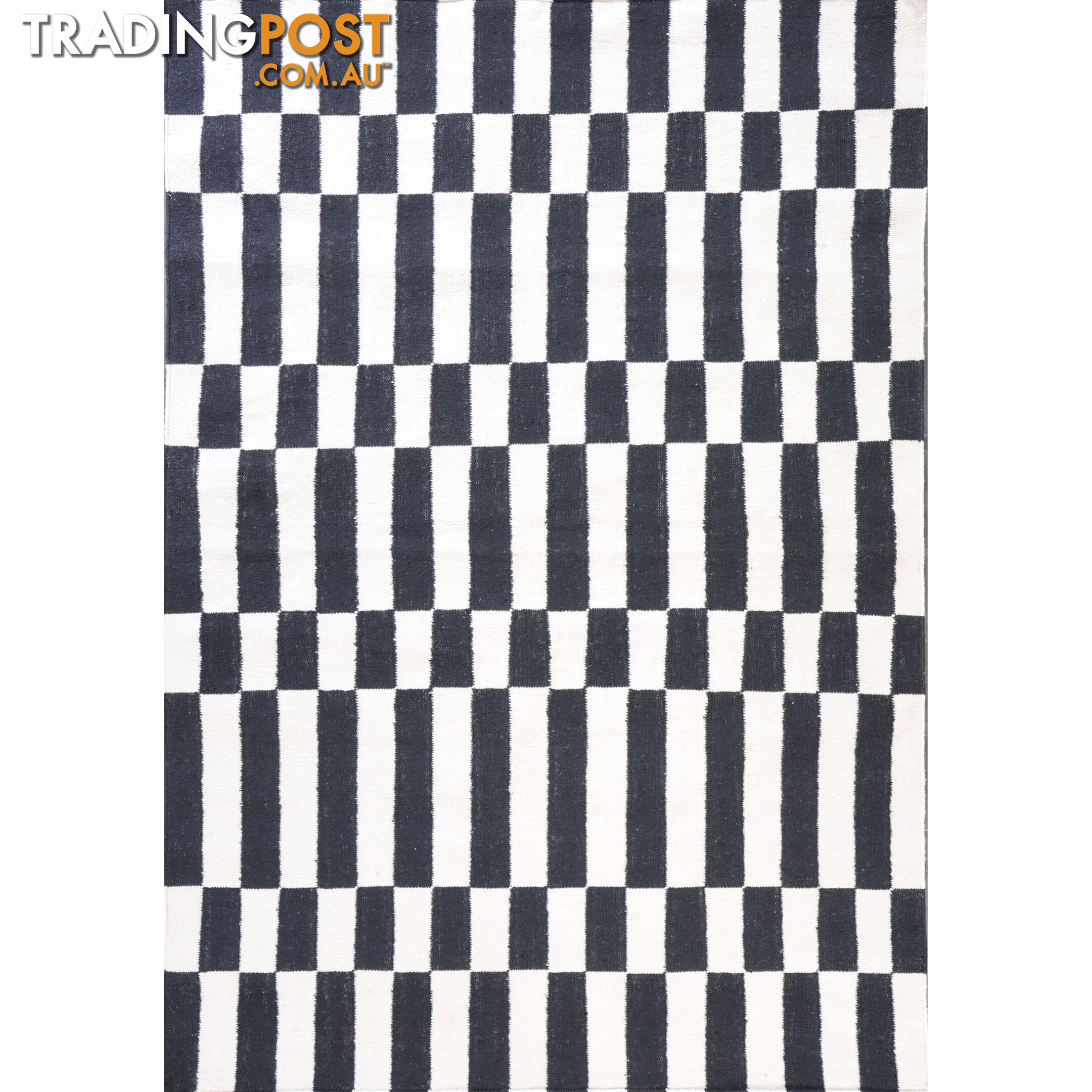 Brick Durry Rug Black & White 160x230cm