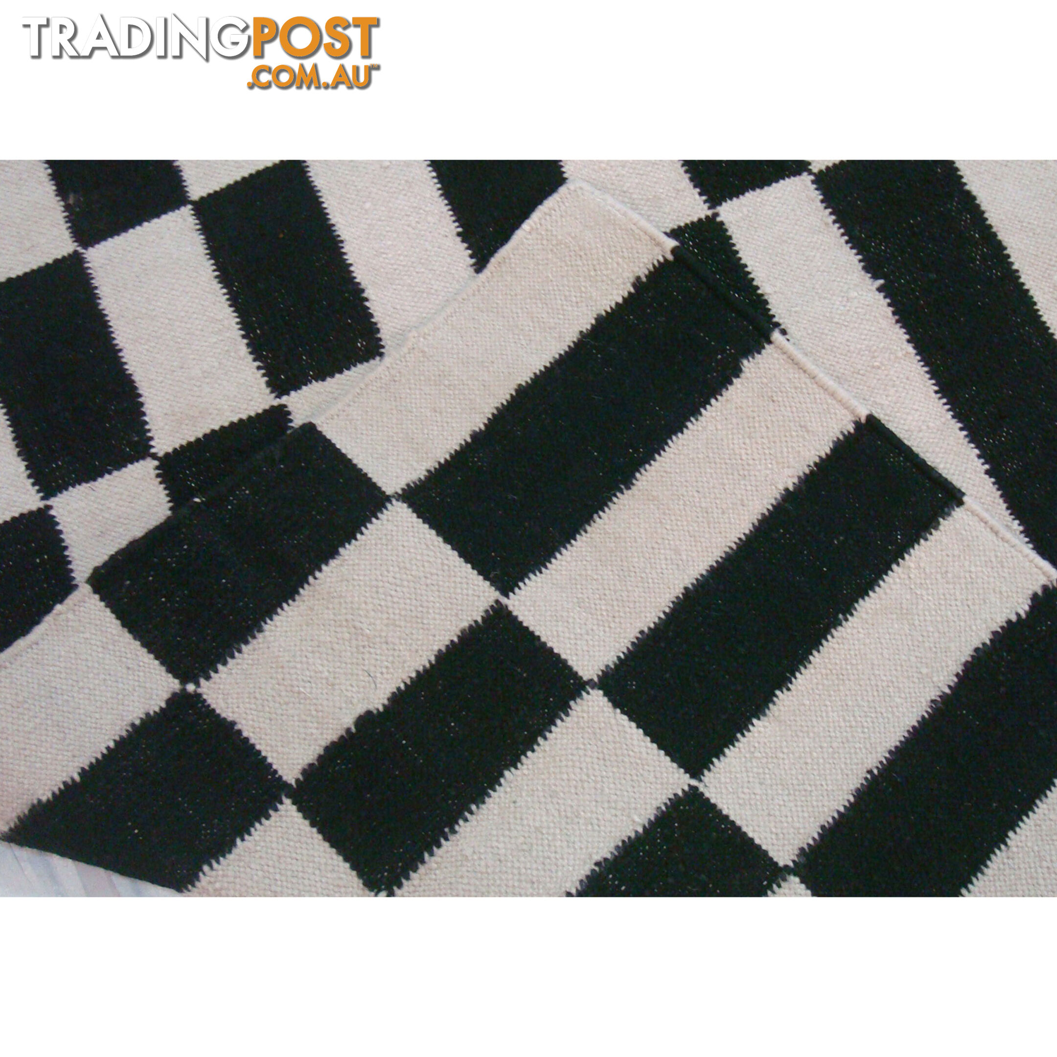 Brick Durry Rug Black & White 160x230cm